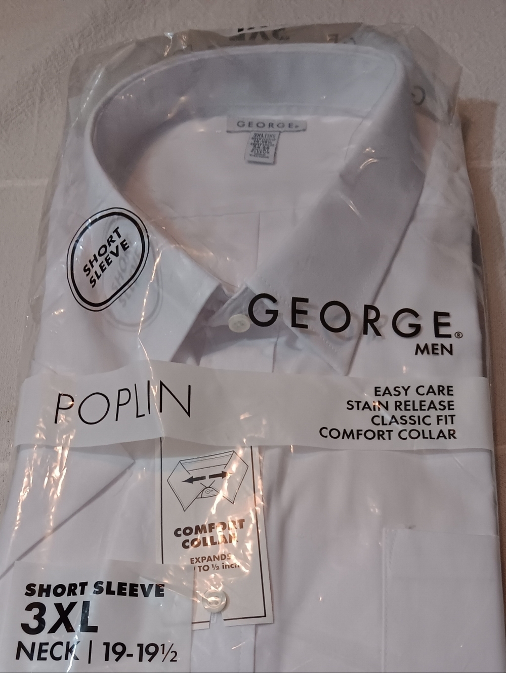 George Men Short Sleeve Poplin Shirt - White